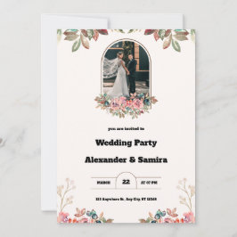 Invitación a la boda marrón acuarela