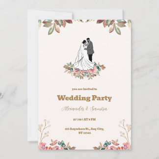 Invitación a la boda marrón acuarela