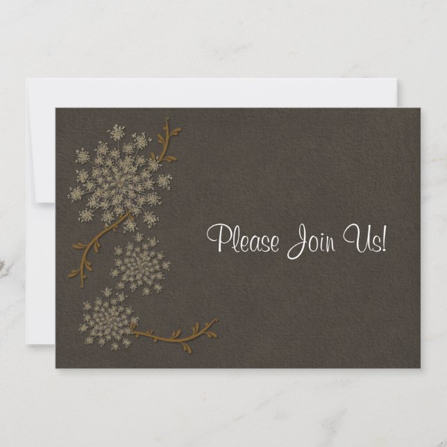 Invitación a la boda marrón de encaje de la Reina  (Anverso)