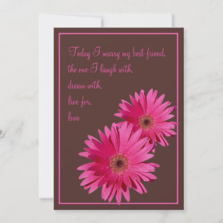 Invitación a la boda marrón de Gerbera Rosa Daisy
