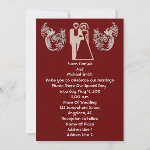 Invitación a la boda marrón de novias con palomas