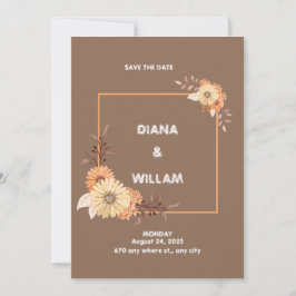 Invitación a la boda marrón de Peach moderna