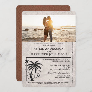 Invitación a la boda marrón en Florida Passport