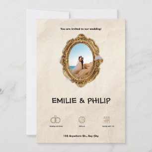Invitación a la boda marrón moderna