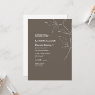 Invitación a la boda marrón moderna de dos lugares