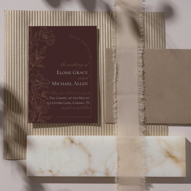 Invitación a la boda marrón Mousse Moderno y Simpl (Modern Elegant Mousse Brown Wedding Suite Theme with options to personalize for your special day.)