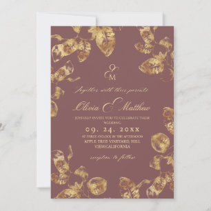 Invitación a la boda marrón Rosa otoño