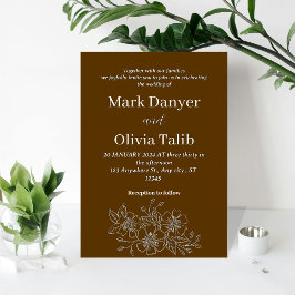 Invitación a la boda marrón rústica | Beige