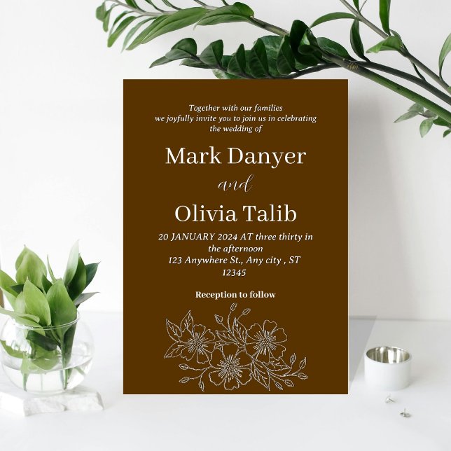 Invitación a la boda marrón rústica | Beige (Subido por el creador)