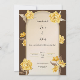 Invitación a la boda marrón y amarilla moderna