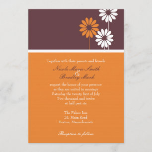 Invitación a la boda marrón y Naranja