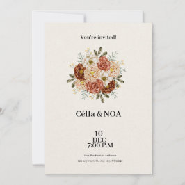 Invitación a la boda marrón y verde moderna
