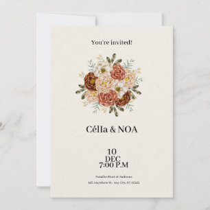 Invitación a la boda marrón y verde moderna