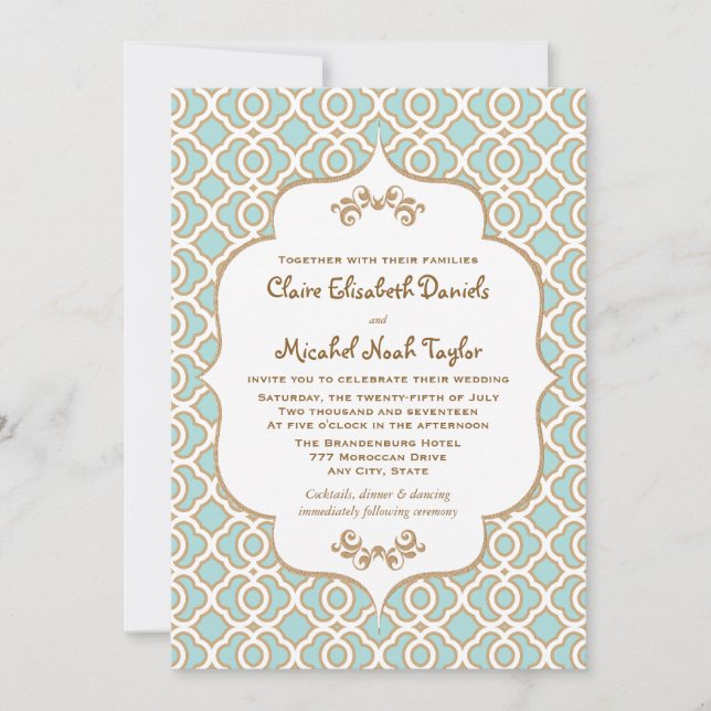 Invitación a la boda marroquí Eggshell Blue and Go (Anverso)