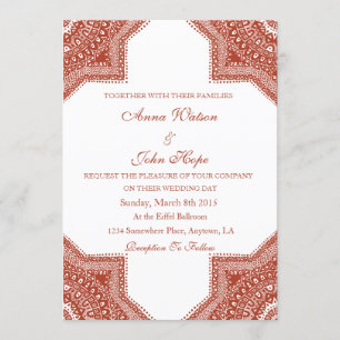 Invitación a la boda marroquí-roja étnica