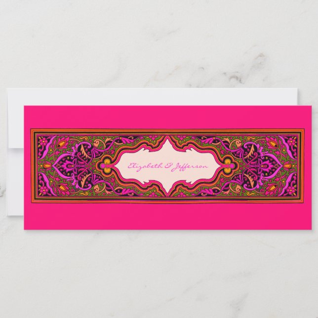 Invitación a la boda marroquí rosa (Anverso)