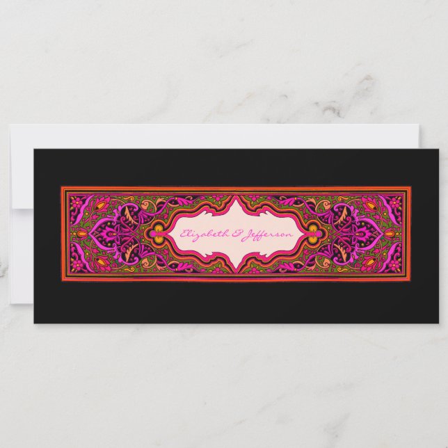 Invitación a la boda marroquí rosa (Anverso)