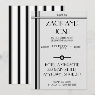 Invitación a la boda masculina negra y griega