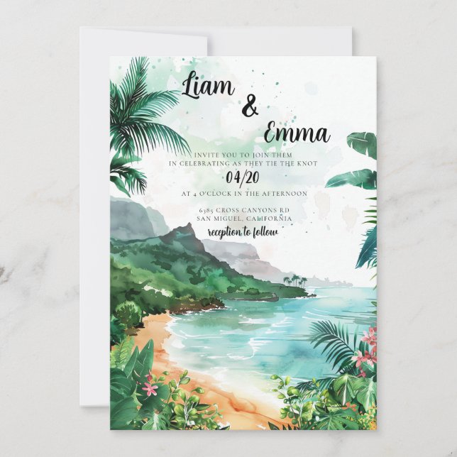 Invitación a la boda Maui Hawaii Invitación a la b (Anverso)