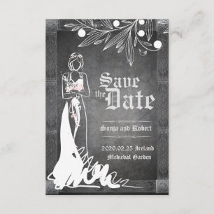 Invitación a la boda medieval en piedra de novias