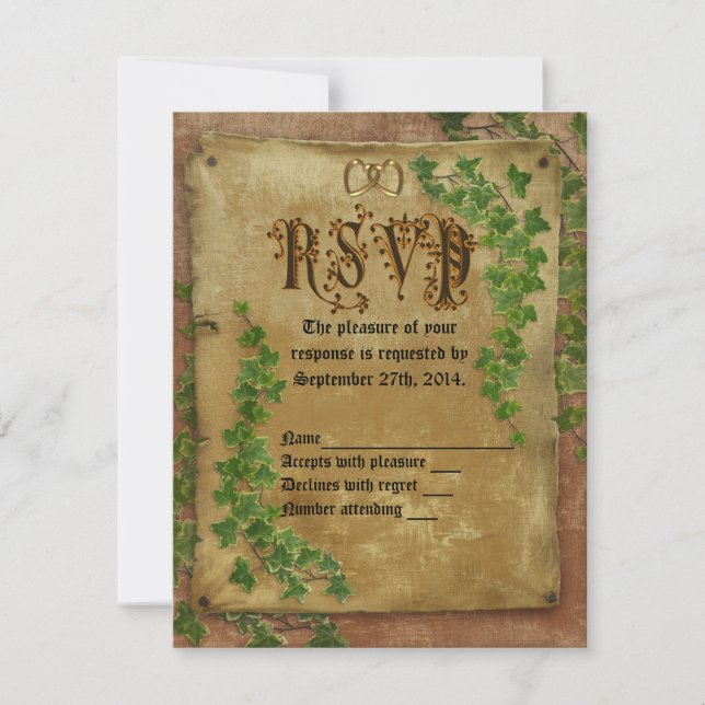 Invitación a la boda medieval RSVP (Anverso)