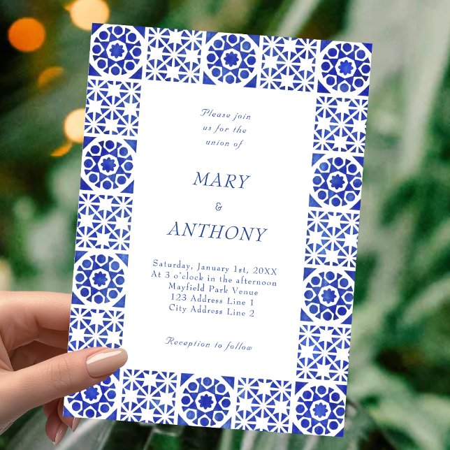 Invitación a la boda mediterránea azul (Subido por el creador)