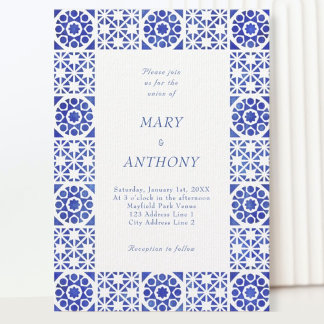 Invitación a la boda mediterránea azul