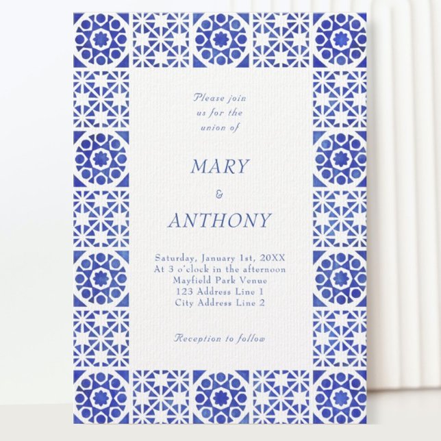 Invitación a la boda mediterránea azul (Subido por el creador)