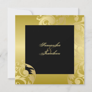 Invitación a la boda Metalizado color negro elegan