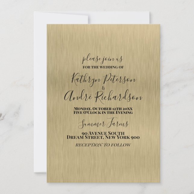 Invitación a la boda Metalizado de oro (Anverso)