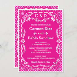 Invitación a la boda mexicana con colores en papel