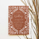 Invitación a la boda mexicana de Rustic Terracotta<br><div class="desc">Celebre su amor con esta rústica invitación a una boda mexicana en terracota que presenta diseños tradicionales de papel picado y Talavera. Perfecto para un boda de inspiración bohana o mexicana. Artículos coincidentes en nuestra tienda Diseños de Fiestas de cava.</div>