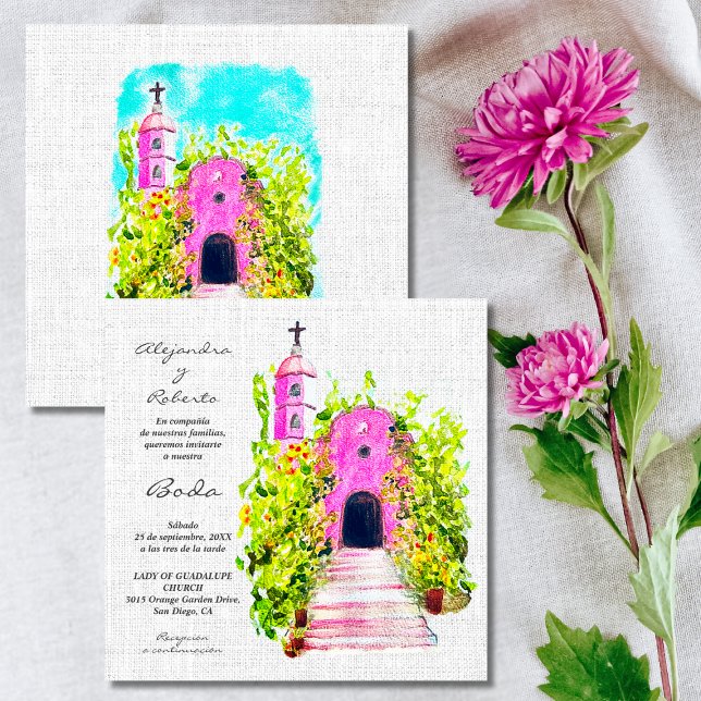 Invitación a la boda mexicana en la capilla acuare (Subido por el creador)