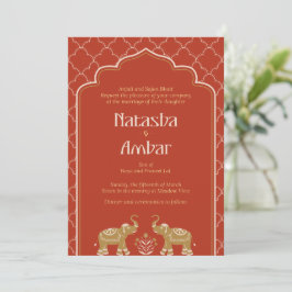 Invitación a la boda mezclada con la tradición ind