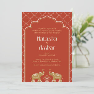 Invitación a la boda mezclada con la tradición ind