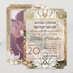 Invitación a la boda milenaria de oro rosa rosa