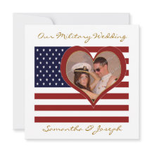 Invitación a la boda militar - Corazón con bandera