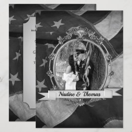 Invitación a la boda militar de B&W con fotografía