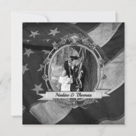 Invitación a la boda militar de B&W con fotografía