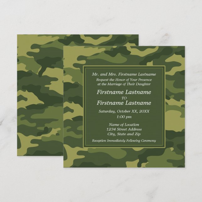 Invitación a la boda militar en Camo (Anverso / Reverso)