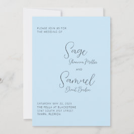 Invitación a la boda mínima azul claro