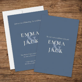 Invitación a la boda mínima azul silenciada