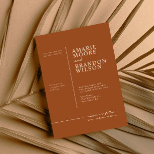Invitación a la boda mínima de tipografía terrestr