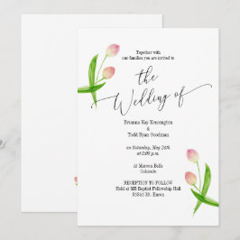 Invitación a la boda mínima de tulipanes de color 