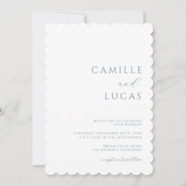 Invitación a la boda mínima Dusty Blue Modern