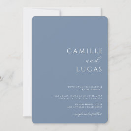 Invitación a la boda mínima Dusty Blue Modern