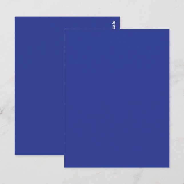 Invitación a la boda mínima en azul profundo (Anverso / Reverso)
