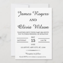 Invitación a la boda mínima en blanco y negro