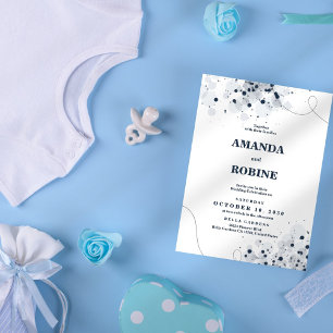 Invitación a la boda mínima en blanco y negro