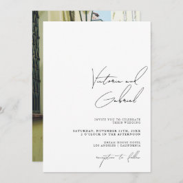 Invitación a la boda mínima moderna con foto